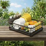 Dish Drying Rack Large Capacity Integrated Drip Tray