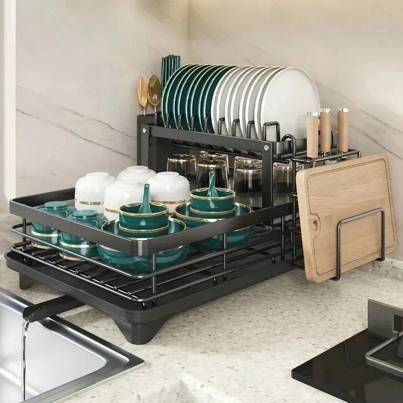 Dish Drying Rack Stainless Steel Foldable Space-Saving Design