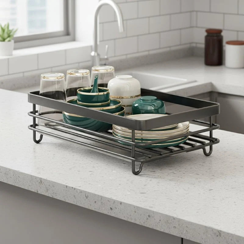 Dish Drying Rack Stainless Steel Foldable Space-Saving Design