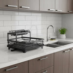 Dish Drying Rack Stainless Steel Foldable Space-Saving Design