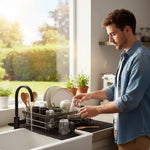 Dish Drying Rack Stainless Steel Foldable Space-Saving Design