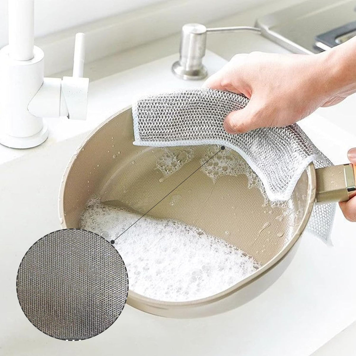 Dish Scrubber Steel Mesh Non-Scratch Rust-Resistant