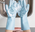 Dishwashing Gloves Silicone Built-In Scrubbers Non-Slip Grip