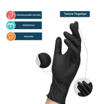 Disposable Gloves Matte Black Textured Grip Powder-Free