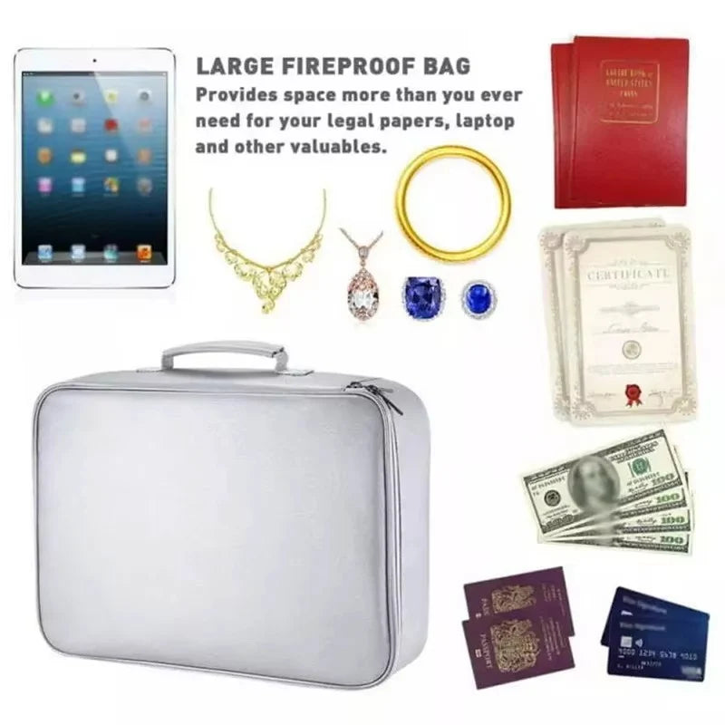 Document Organizer Bag Fire-Resistant & Waterproof Fits US Letter