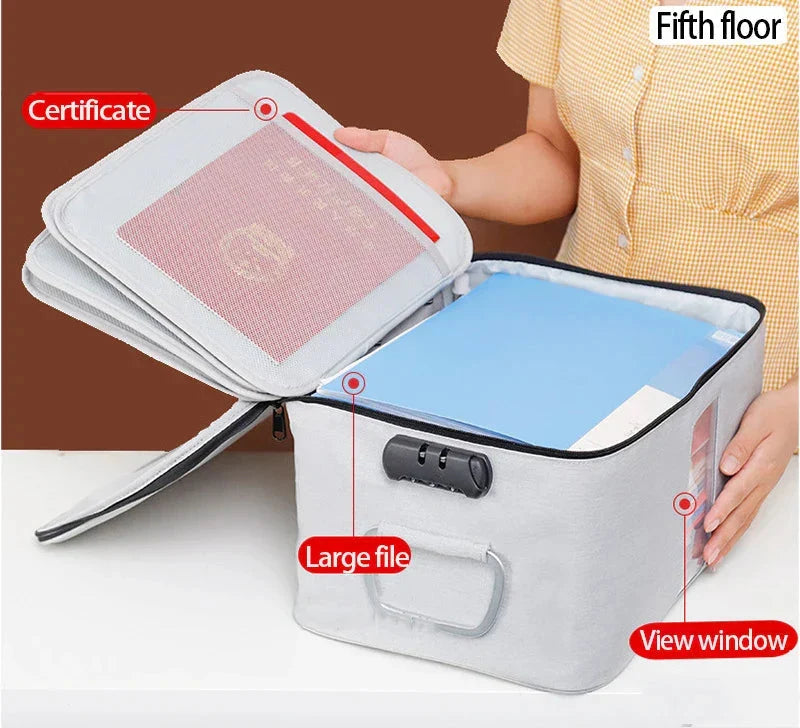 Document Organizer Bag Oxford Fabric Locking Large Capacity