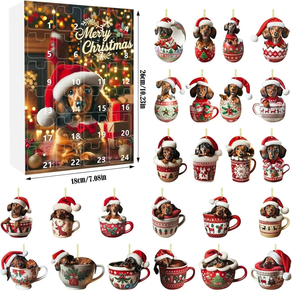 Dog Advent Calendar Dachshund-Themed 24 Accessories