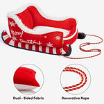 Dog Bed Christmas Sleigh Design Plush Faux Fur Non-Slip