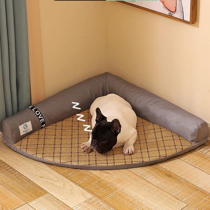 Dog Bed Cooling Velvet & Linen Hand-Washable