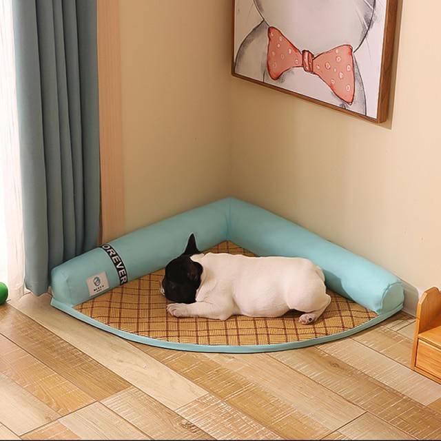 Dog Bed Cooling Velvet & Linen Hand-Washable