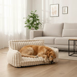 Dog Bed Memory Foam Raised Headrest Washable Cover Non-Slip Base