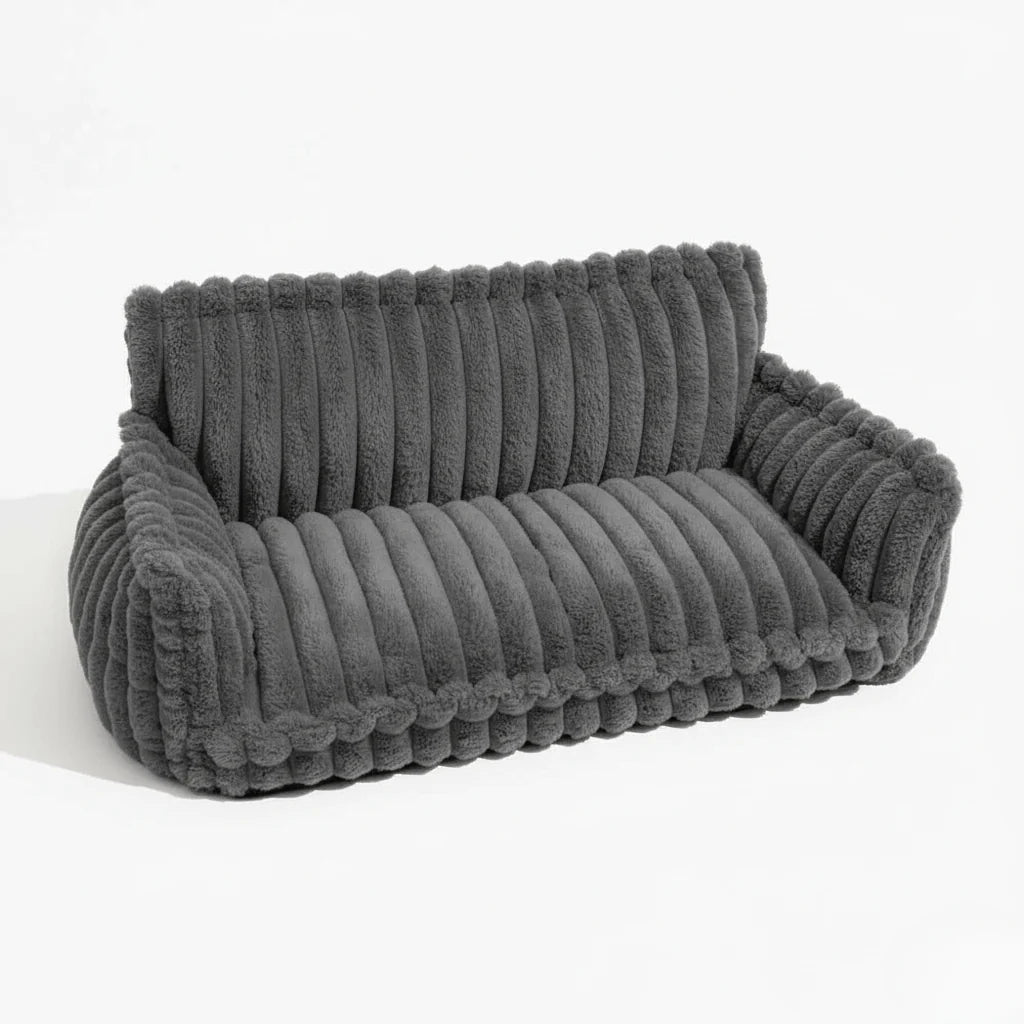 Dog Bed Memory Foam Raised Headrest Washable Cover Non-Slip Base