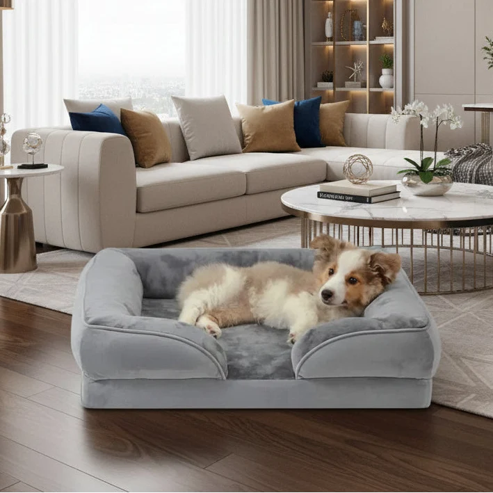 Dog Bed Orthopedic Foam Removable Machine-Washable Velvet Cover