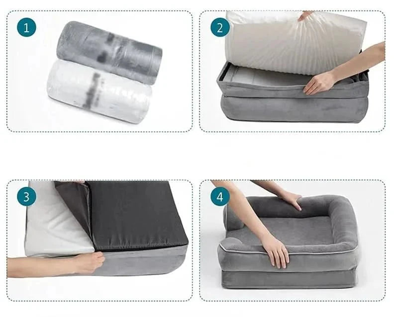 Dog Bed Orthopedic Foam Removable Machine-Washable Velvet Cover