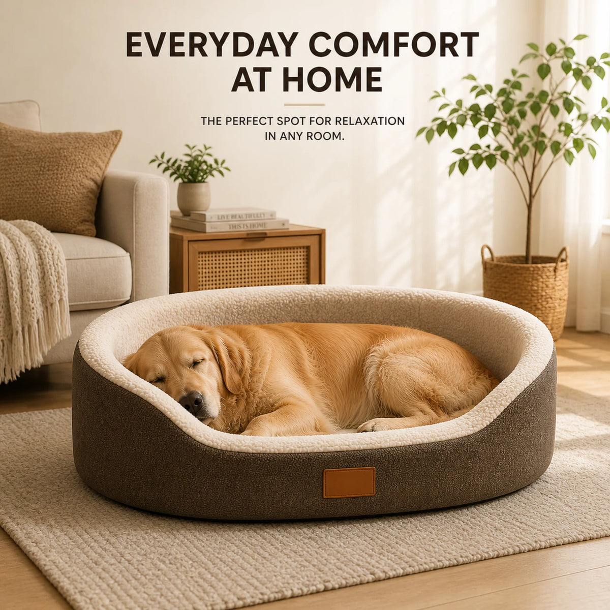 Dog Bed Orthopedic Foam Waterproof Lining Raised Edges