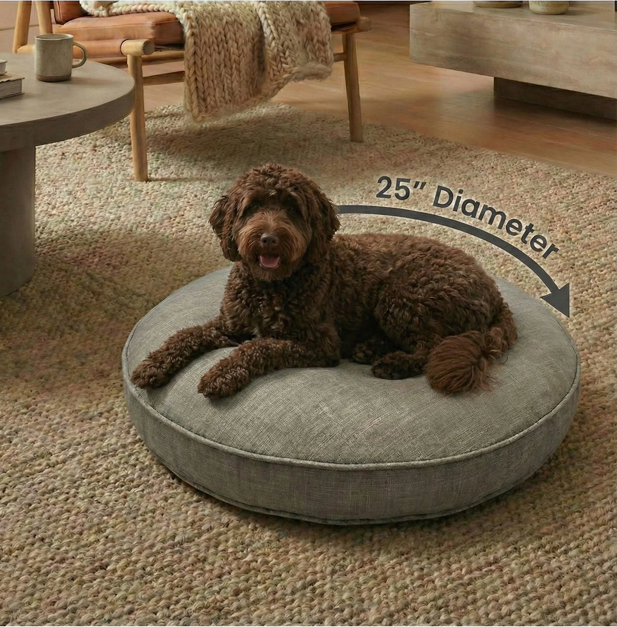 Dog Bed Round Machine-Washable Cover Hypoallergenic Fill