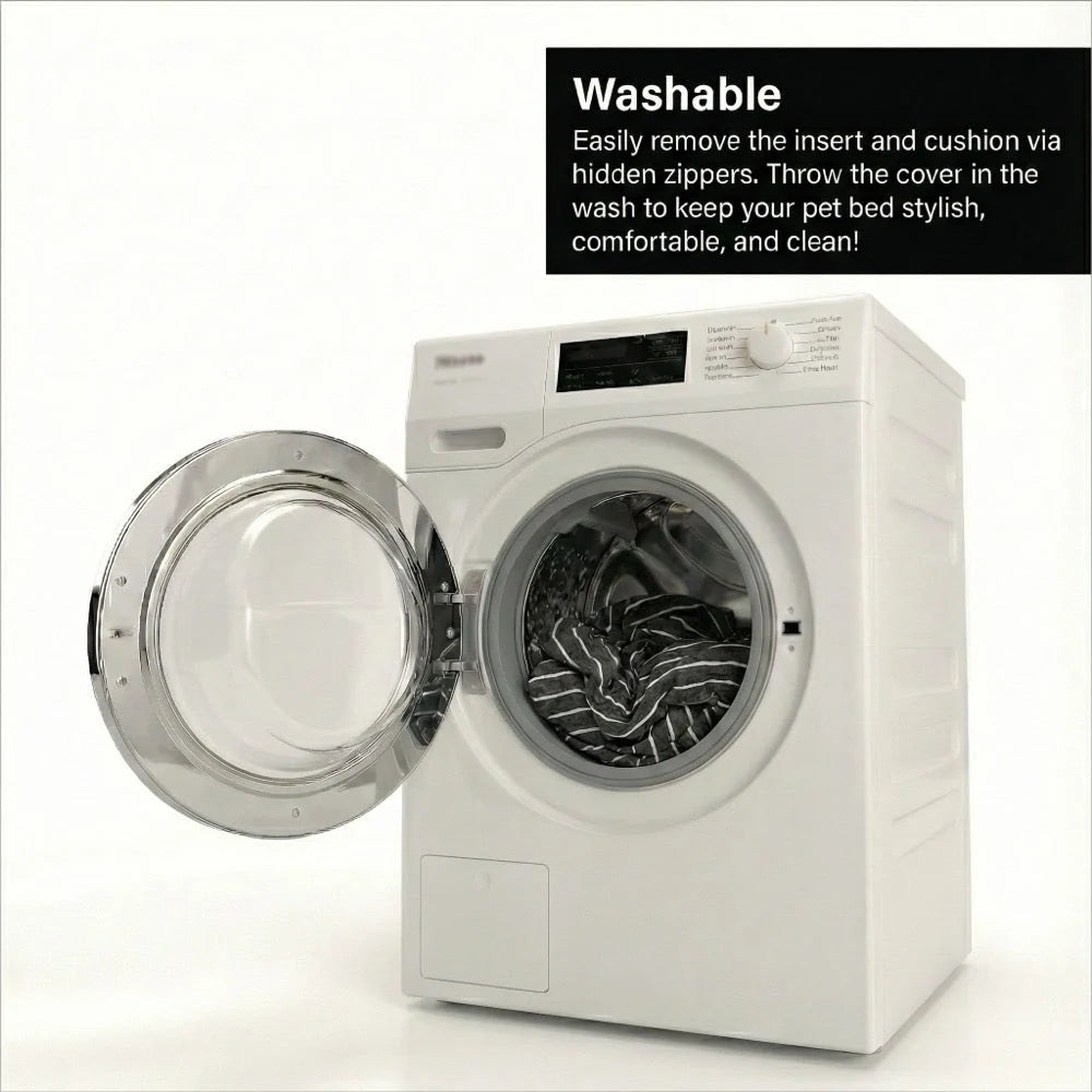 Dog Bed Round Machine-Washable Cover Hypoallergenic Fill