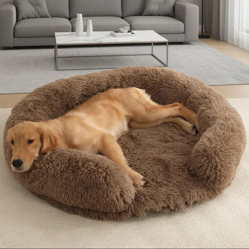 Dog Bed Ultra-Soft Plush Removable Washable Cover & Non-Slip Base
