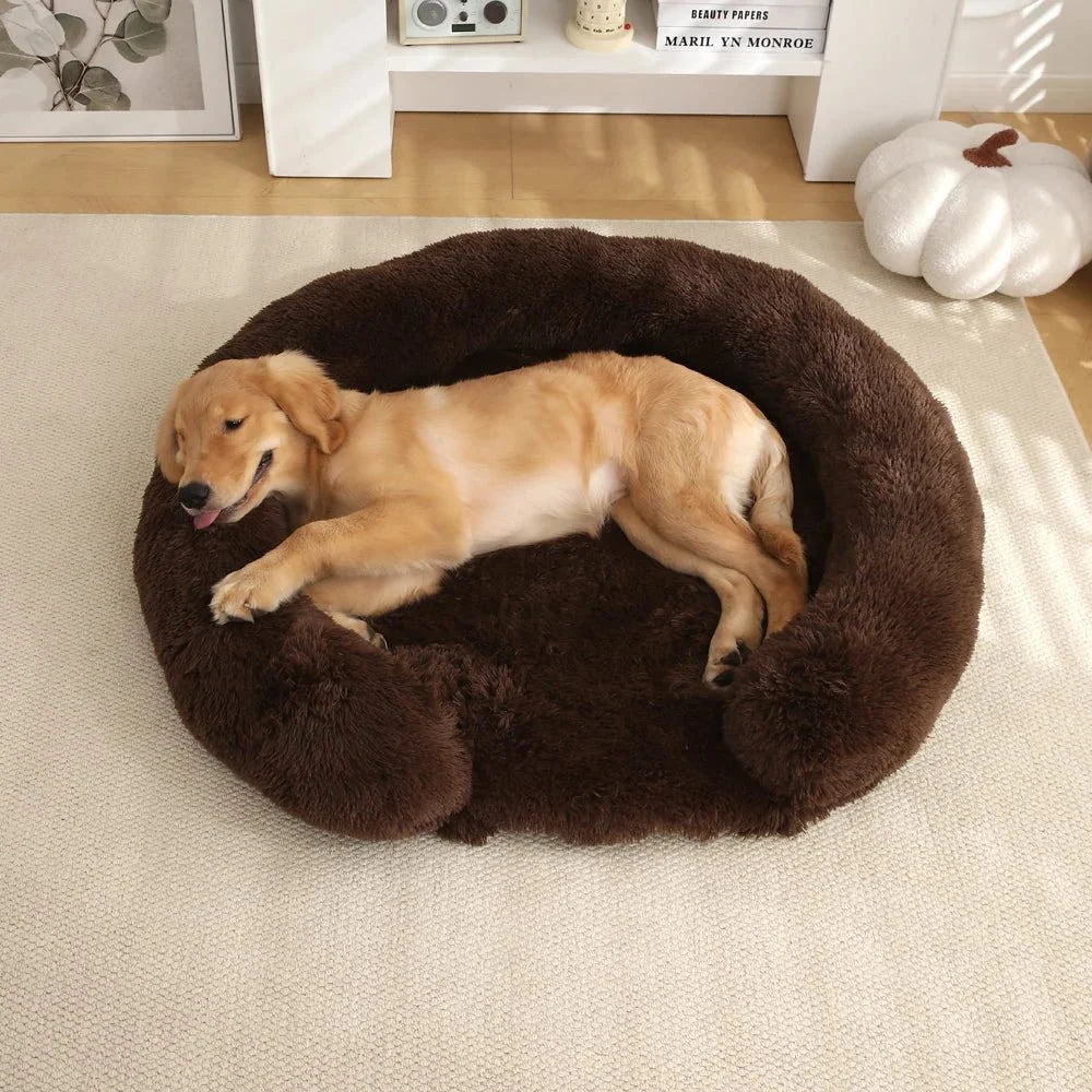 Dog Bed Ultra-Soft Plush Removable Washable Cover & Non-Slip Base