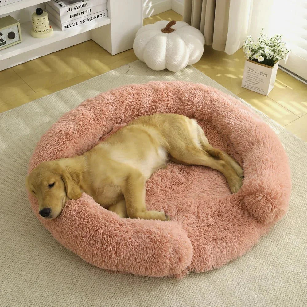 Dog Bed Ultra-Soft Plush Removable Washable Cover & Non-Slip Base