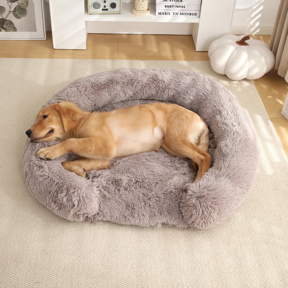 Dog Bed Ultra-Soft Plush Removable Washable Cover & Non-Slip Base