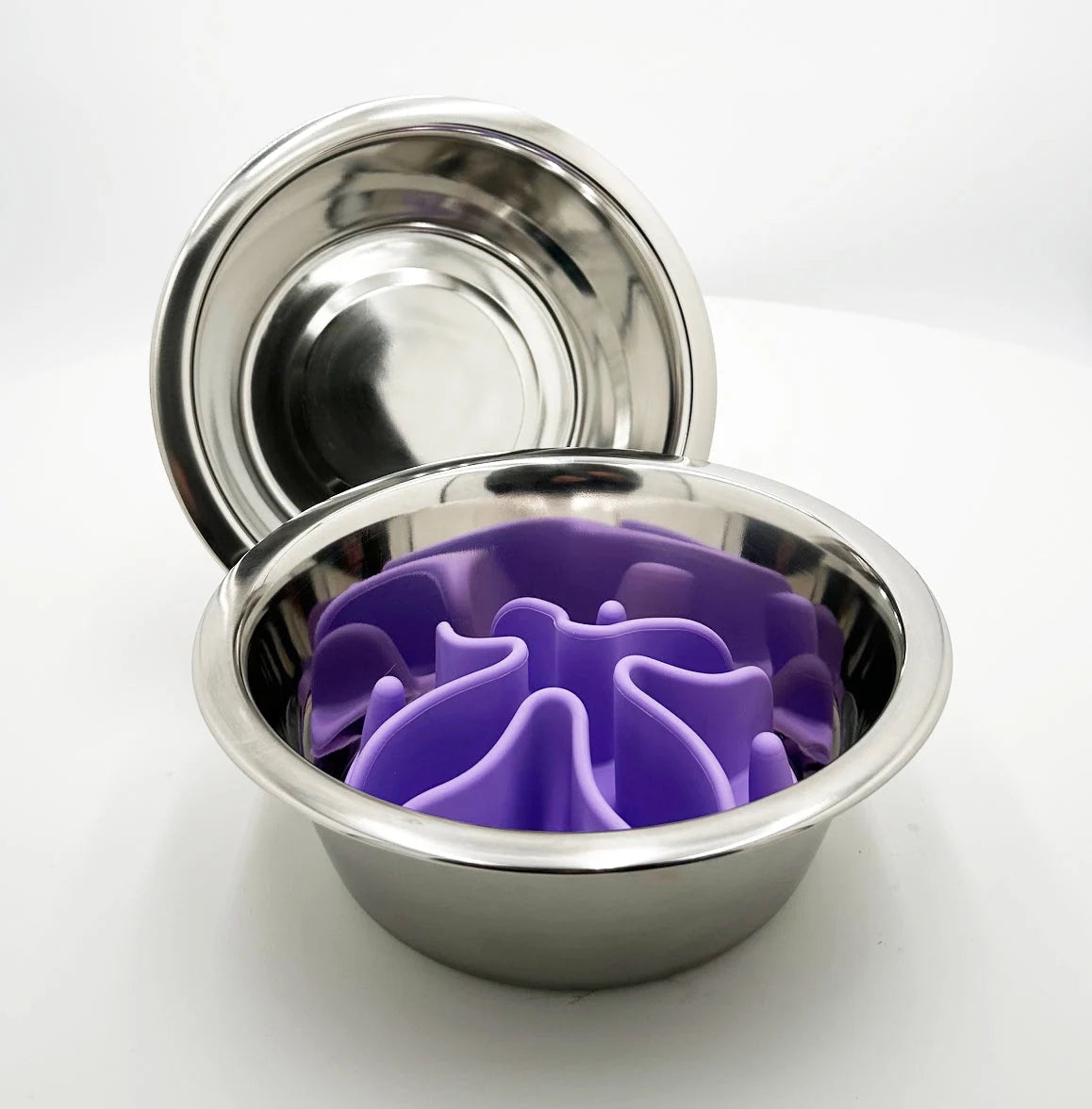 Dog Bowl Set Stainless Steel Silicone Slow Feed