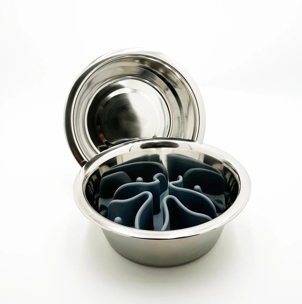 Dog Bowl Set Stainless Steel Silicone Slow Feed