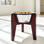 Dog Bowl Stand Elevated Maple Hardwood & Stainless Steel Bowl