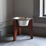 Dog Bowl Stand Elevated Maple Hardwood & Stainless Steel Bowl