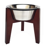 Dog Bowl Stand Elevated Maple Hardwood & Stainless Steel Bowl