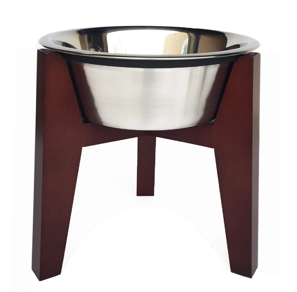 Dog Bowl Stand Elevated Maple Hardwood & Stainless Steel Bowl