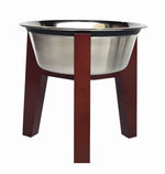 Dog Bowl Stand Elevated Maple Hardwood & Stainless Steel Bowl
