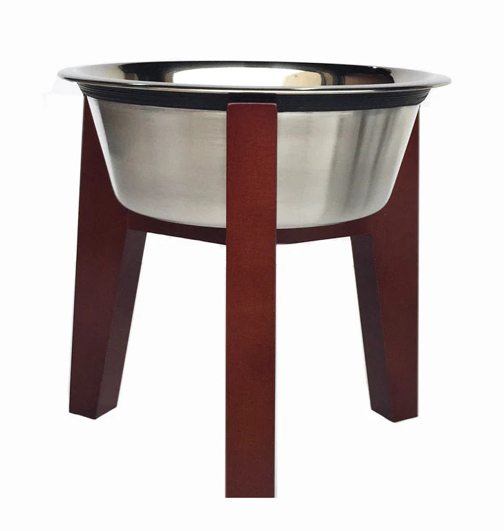 Dog Bowl Stand Elevated Maple Hardwood & Stainless Steel Bowl
