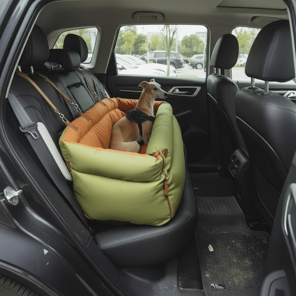 Dog Car Seat Bed Faux Leather Non-Slip Base