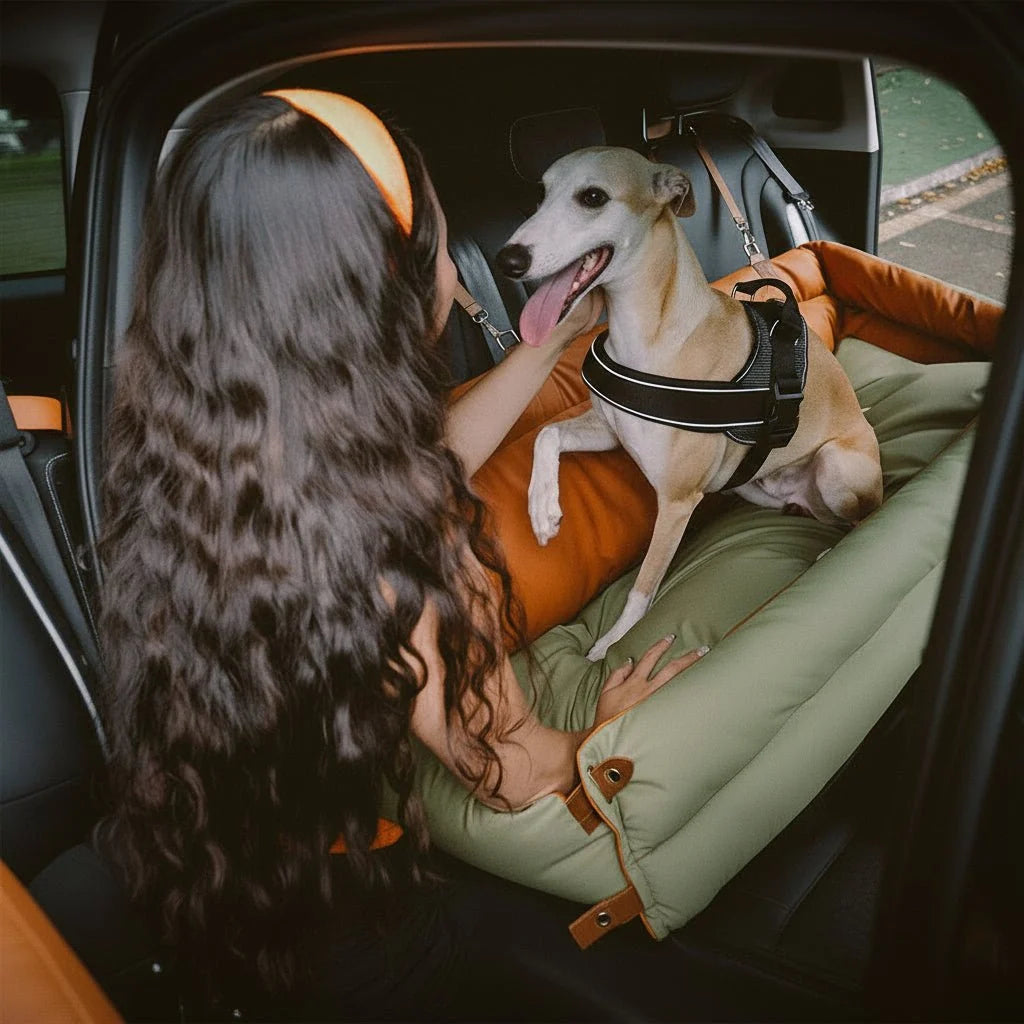 Dog Car Seat Bed Faux Leather Non-Slip Base