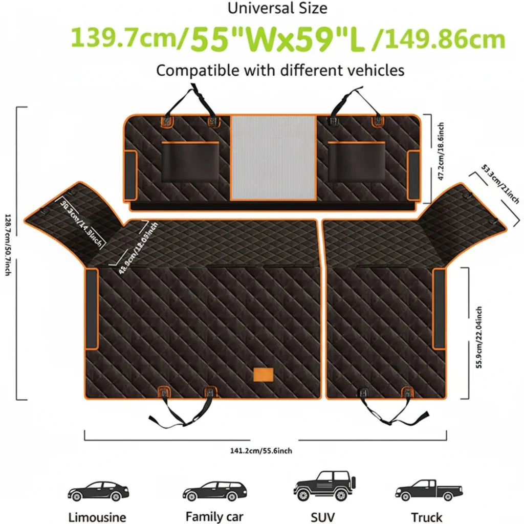 Dog Car Seat Cover Waterproof Non-Slip Back Seat Protector