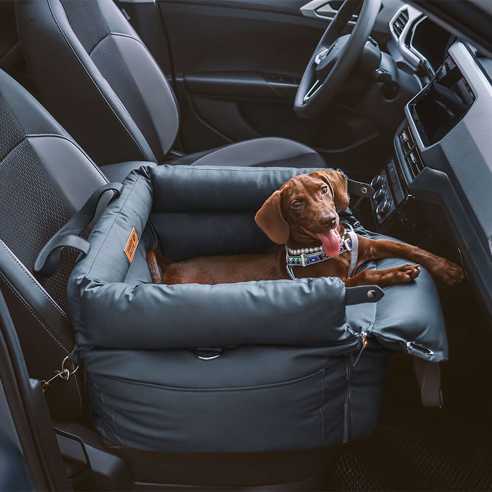 Dog Car Seat Elevated Padded Integrated Safety Belt