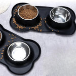Dog & Cat Bowl Set Stainless Steel Non-Slip Base