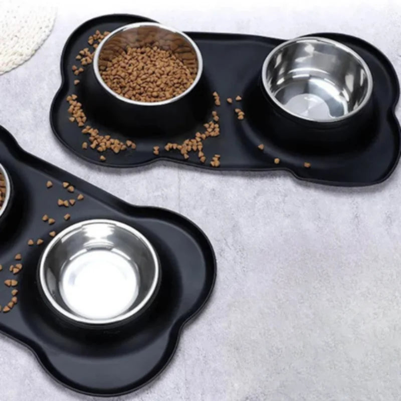 Dog & Cat Bowl Set Stainless Steel Non-Slip Base