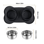 Dog & Cat Bowl Set Stainless Steel Non-Slip Base