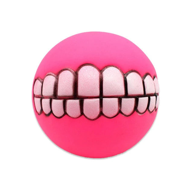 Dog Chew Toy Durable Rubber Squeaky Smiling Ball
