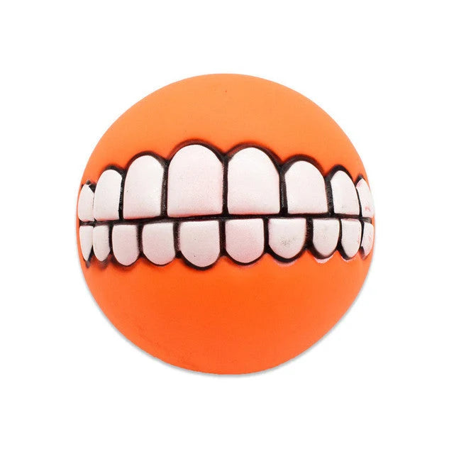 Dog Chew Toy Durable Rubber Squeaky Smiling Ball