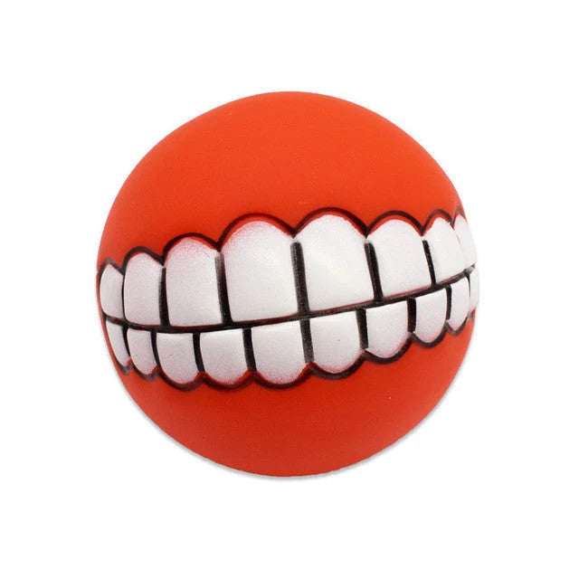Dog Chew Toy Durable Rubber Squeaky Smiling Ball