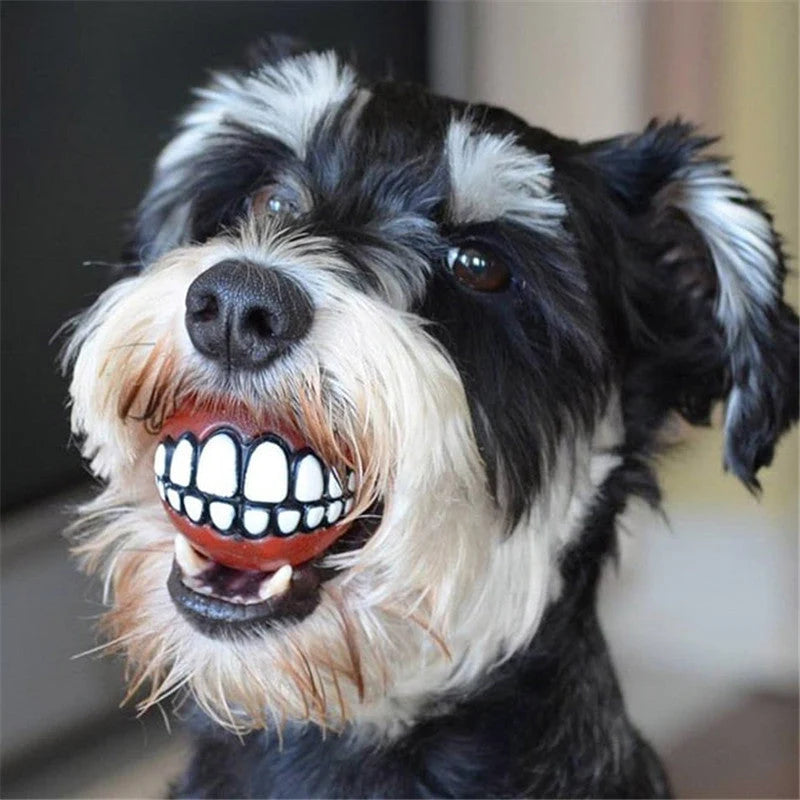 Dog Chew Toy Durable Rubber Squeaky Smiling Ball