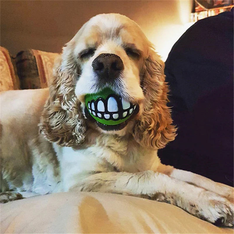 Dog Chew Toy Durable Rubber Squeaky Smiling Ball