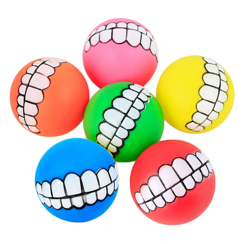 Dog Chew Toy Durable Rubber Squeaky Smiling Ball