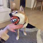 Dog Chew Toy Durable Rubber Squeaky Smiling Ball