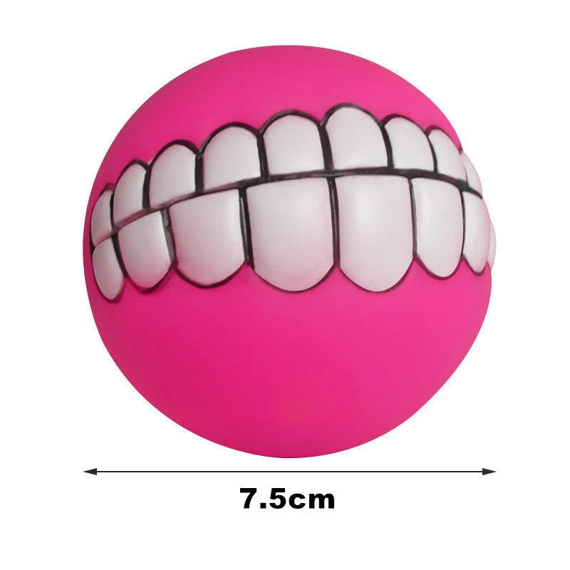Dog Chew Toy Durable Rubber Squeaky Smiling Ball