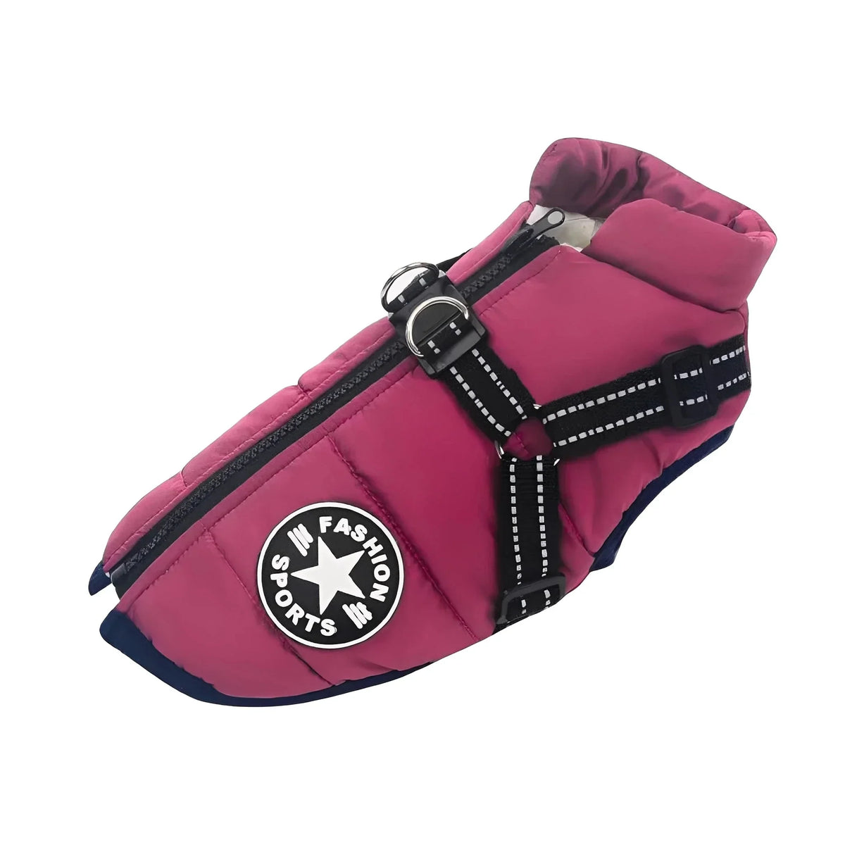 Dog Coat Quilted Padded Warmth Integrated Harness & Soft Lining