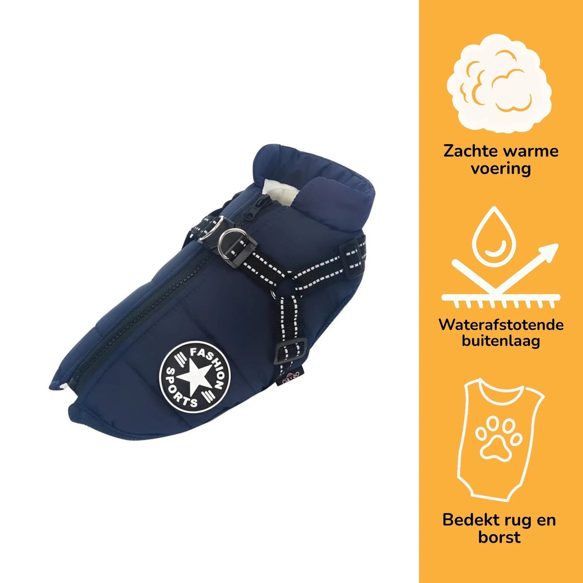 Dog Coat Quilted Padded Warmth Integrated Harness & Soft Lining